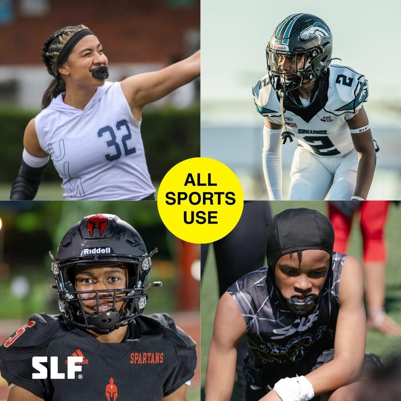 SLEEFS Football Mouth Guard - Youth Mouthguard with Strap - Lip/Teeth Protector Mouthpiece - No Boil - for Youth/Adults, Maximum Air Flow, for All Sports - Cross (Cross Black) - Image 3